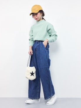 「one after another NICE CLAUP（ワンアフターアナザーナイスクラップ）のアイテム（キャップ）」を使った、naoさん（レディース・163cm）の冬コーディネート
