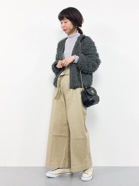 「ハイウエストパンツ」｜「アイテム（ブルゾン）」を使った、naoさん（レディース・163cm）の冬コーディネート