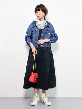 「reca（レカ）のアイテム（デニムジャケット）」を使った、naoさん（レディース・163cm）の冬コーディネート