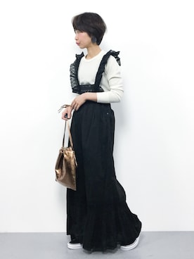 「Another Edition（アナザーエディション）のアイテム（サロペット/オーバーオール）」を使った、naoさん（レディース・163cm）の冬コーディネート