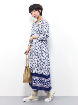 「NATURAL BEAUTY BASIC（ナチュラルビューティーベーシック）のアイテム（シャツワンピース）」を使った、naoさん（レディース・163cm）の冬コーディネート