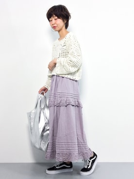 「透かし編みニット」｜naoさん（レディース・163cm）の春コーディネート