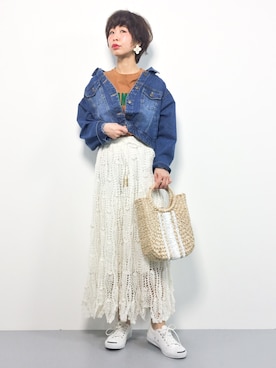 「rps（アールピーエス）のアイテム（デニムジャケット）」を使った、naoさん（レディース・163cm）の春コーディネート