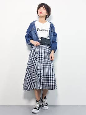 「rps（アールピーエス）のアイテム（デニムジャケット）」を使った、naoさん（レディース・163cm）の春コーディネート