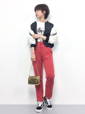 「niko and...（ニコアンド）のアイテム（スタジャン）」を使った、naoさん（レディース・163cm）の春コーディネート