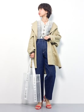 「透け感」｜「アイテム（その他アウター）」を使った、naoさん（レディース・163cm）の春コーディネート