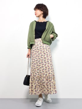 「スカラップ」｜「アイテム（ブルゾン）」を使った、naoさん（レディース・163cm）の春コーディネート