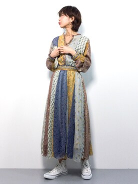 Ungrid（アングリッド）の「パッチワークシフォンワンピース  