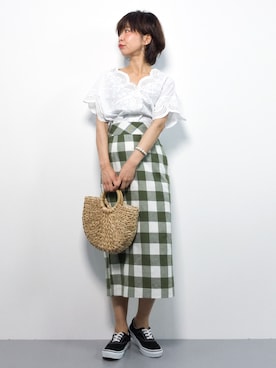 「note et silence （ノートエシロンス）のアイテム（かごバッグ）」を使った、naoさん（レディース・163cm）の春コーディネート