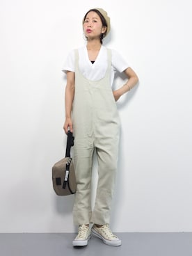 「RED CHOP WORKS（レッドチョップワークス）のアイテム（オールインワン・サロペット）」を使った、naoさん（レディース・163cm）の夏コーディネート