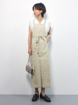 「Chico（チコ）のアイテム（サロペット/オーバーオール）」を使った、naoさん（レディース・163cm）の夏コーディネート