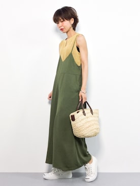 「ラメニット」｜「アイテム（サロペット/オーバーオール）」を使った、naoさん（レディース・163cm）の夏コーディネート