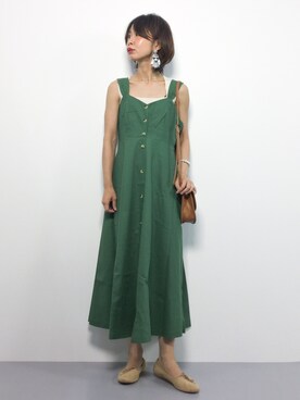 「おおぶりピアス」｜「アイテム（ワンピース）」を使った、naoさん（レディース・163cm）の夏コーディネート