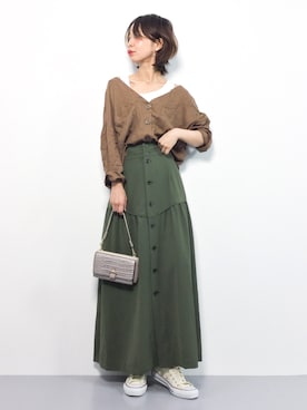 「襟抜きシャツ」｜naoさん（レディース・163cm）の夏コーディネート