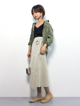 「ラップスカート」｜「アイテム（キャミソール）」を使った、naoさん（レディース・163cm）の秋コーディネート