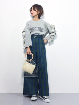 「LA BELLE ETUDE（ラベルエチュード）のアイテム（スウェット）」を使った、naoさん（レディース・163cm）の秋コーディネート