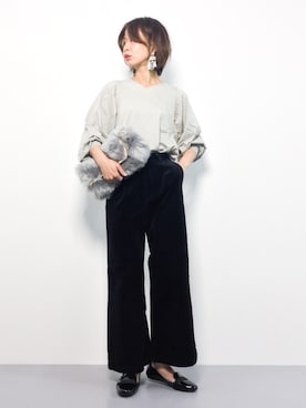 「大ぶりピアス」｜naoさん（レディース・163cm）の秋コーディネート
