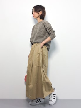 「クルーネックニット」｜naoさん（レディース・163cm）の秋コーディネート