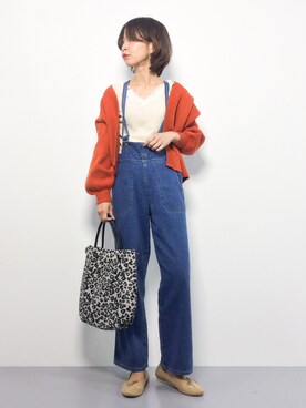 「ボリュームニット」｜「アイテム（オールインワン・サロペット）」を使った、naoさん（レディース・163cm）の秋コーディネート