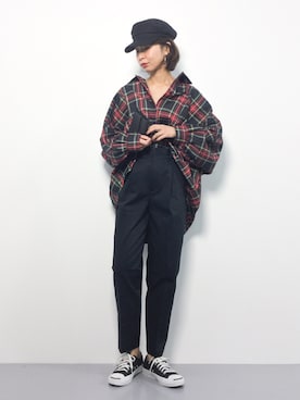 「袖ボリューム」｜「アイテム（チノパンツ）」を使った、naoさん（レディース・163cm）の秋コーディネート