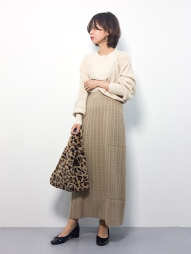 「ケーブルニットスカート」｜naoさん（レディース・163cm）の秋コーディネート