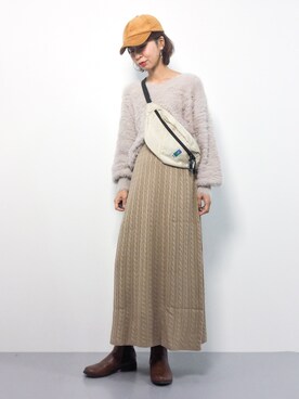 「ケーブルニットスカート」｜naoさん（レディース・163cm）の秋コーディネート