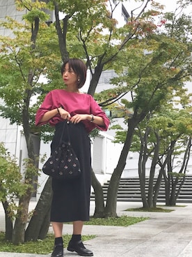 「袖ボリューム」｜「アイテム（腕時計）」を使った、naoさん（レディース・163cm）の秋コーディネート