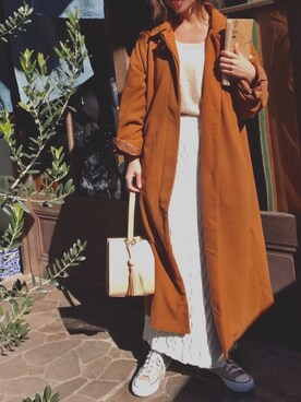 「アイテム（ブローチ/コサージュ、ホワイト系）」を使った、naoさん（レディース・163cm）の冬コーディネート