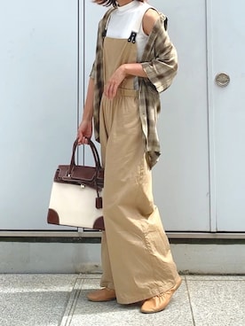 todayful サロペット ライトベージュ TODAYFULのサロペット/オーバーオールを使った「ベージュコーデ