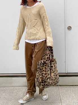「JOURNAL STANDARD（ジャーナルスタンダード）のベルベット ギャザーパンツ_#（その他パンツ）」を使った、naoさん（レディース・163cm）の冬コーディネート