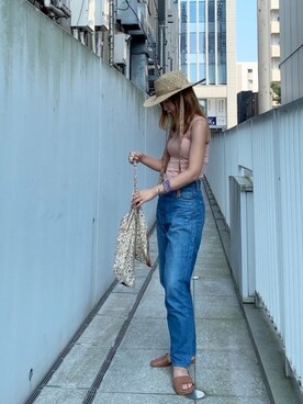 「アイテム（バングル/リストバンド、パープル系）」を使った、naoさん（レディース・163cm）の夏コーディネート