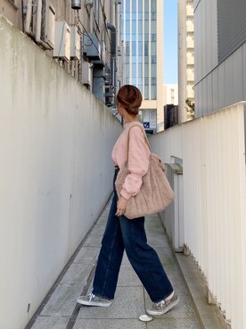 「袖ボリューム」｜「アイテム（スウェット）」を使った、naoさん（レディース・163cm）の秋コーディネート