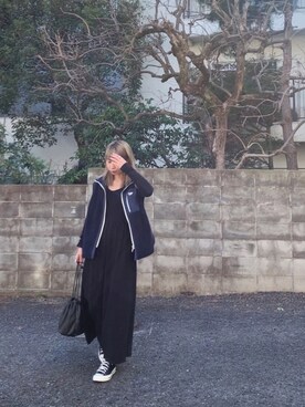 「チャックテイラー」｜「アイテム（その他アウター）」を使った、naoさん（レディース・163cm）の冬コーディネート