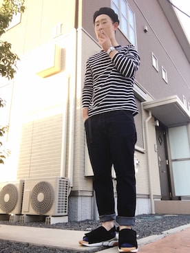 「ZOZO」｜「アイテム（ハンチング/ベレー帽）」を使った、ゆうすけさん（メンズ・176cm）の春コーディネート