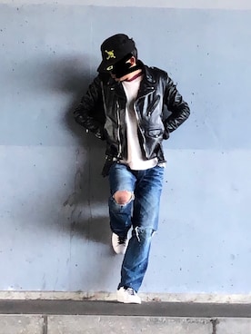 「OAKLEY（オークリー）のアイテム（キャップ）」を使った、hiroさん（メンズ・172cm）の冬コーディネート
