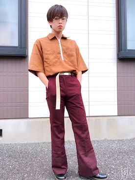 「SOYOUS（ソユーズ）のアイテム（パンツ）」を使った、fujuhujuさん（メンズ・161cm）の夏コーディネート