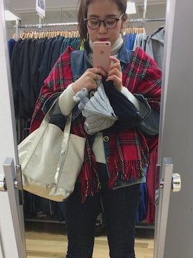 「Rodeo Crowns（ロデオクラウンズ）のアイテム（デニムジャケット）」を使った、nemoeさん（レディース・163cm）の冬コーディネート