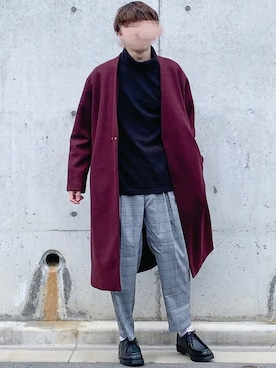 「ワインレッド」｜「アイテム（その他アウター）」を使った、ぎっちゃんさん（メンズ・166cm）の冬コーディネート