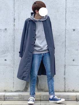 「爽やかコーデ」｜「アイテム（ステンカラーコート）」を使った、ぎっちゃんさん（メンズ・166cm）の春コーディネート