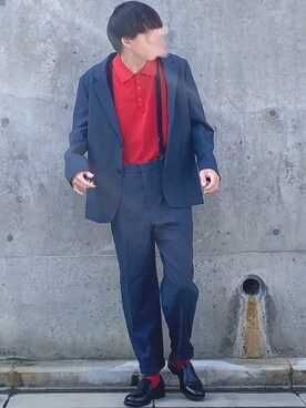 サスペンダーを使った 赤い靴下 のメンズ人気ファッションコーディネート Wear