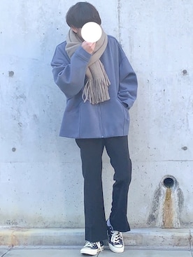 「メルトン」｜「アイテム（ブルゾン）」を使った、ぎっちゃんさん（メンズ・166cm）の冬コーディネート