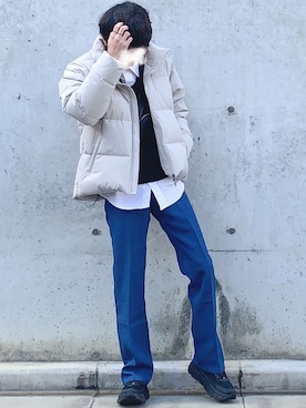 「STUDIOUS（ステュディオス）のアイテム（ダウンジャケット/コート）」を使った、ぎっちゃんさん（メンズ・166cm）の冬コーディネート