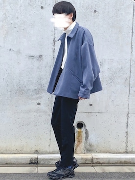 「メルトン」｜「アイテム（ブルゾン）」を使った、ぎっちゃんさん（メンズ・166cm）の冬コーディネート