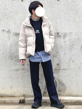 「STUDIOUS（ステュディオス）のアイテム（ダウンジャケット/コート）」を使った、ぎっちゃんさん（メンズ・166cm）の冬コーディネート