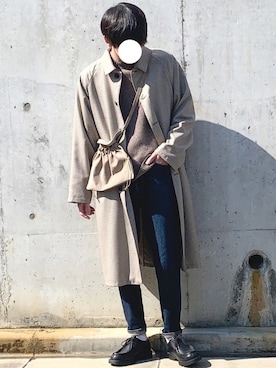 「アイテム（ステンカラーコート）」を使った、ぎっちゃんさん（メンズ・166cm・20代）の春コーディネート