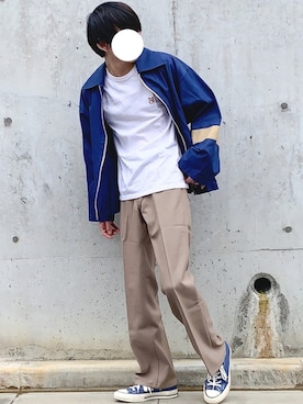 「MAISON KITSUNE」｜「アイテム（ブルゾン）」を使った、ぎっちゃんさん（メンズ・166cm）の春コーディネート