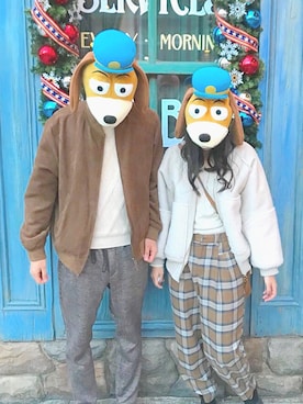 「カップル」｜「アイテム（ブルゾン）」を使った、Reikaさん（レディース・166cm）の冬コーディネート