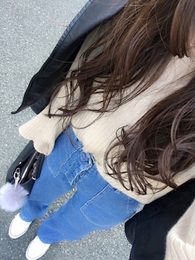 「select MOCA（セレクトモカ）のアイテム（ライダースジャケット）」を使った、tokoさん（レディース・161cm）の冬コーディネート