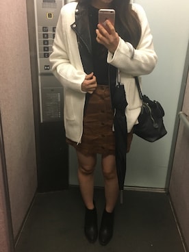 「select MOCA（セレクトモカ）のアイテム（ライダースジャケット）」を使った、tokoさん（レディース・161cm）の秋コーディネート