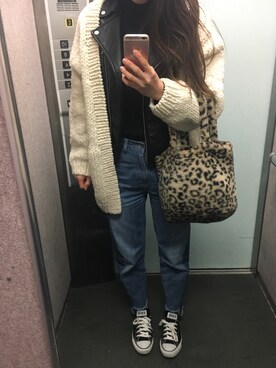 「select MOCA（セレクトモカ）のアイテム（ライダースジャケット）」を使った、tokoさん（レディース・161cm）の冬コーディネート